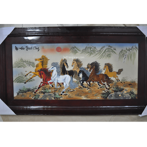 Tranh sứ vẽ mã đáo thành công 116x64cm