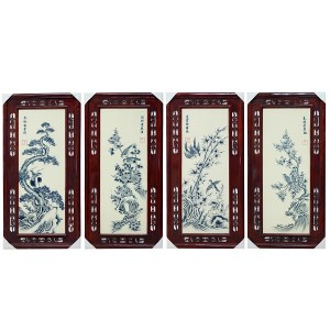 Tranh tứ quý tứ cảnh men tràm  98x48cm