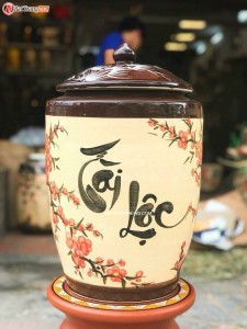 Vại gạo Bát Tràng vẽ tài lộc 15kg