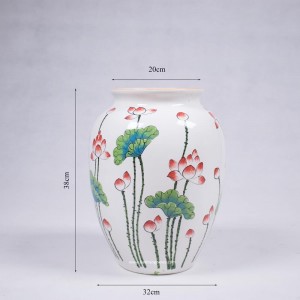 Vò đại vẽ hoa sen men trắng