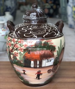 Vò sứ ngâm rượu vẽ đồng quê 20 lít